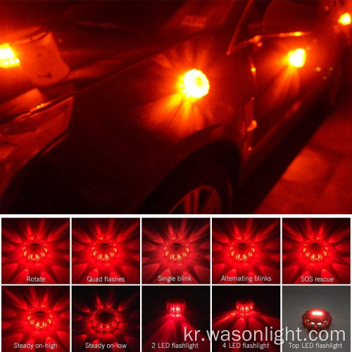 3pack 길가 LED 안전 플레어 키트 경고 비상 신호등 회전 자동차 오토바이 보트 용 빨간 신호 반사기